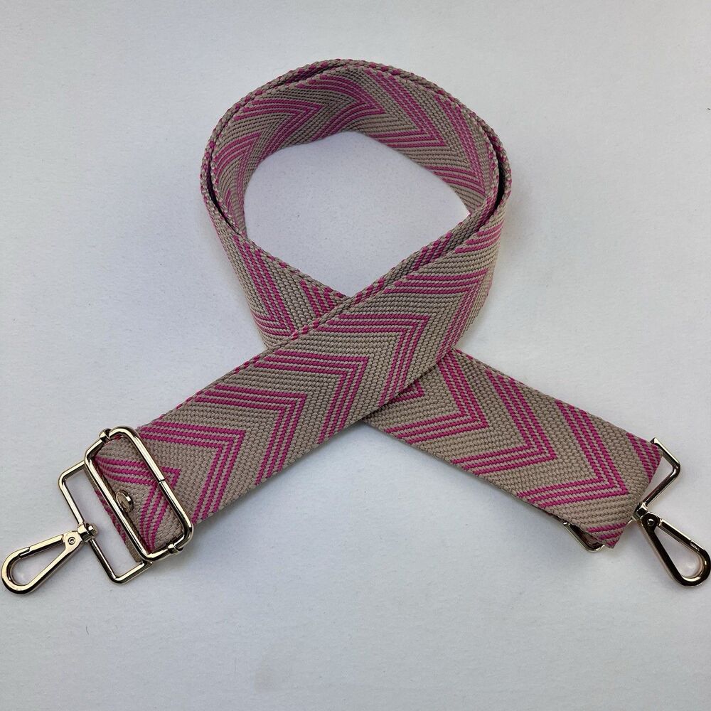 Pom Pom London Crossbody Bag Strap Pink Chevron Wide Adjustable Replacement Bag